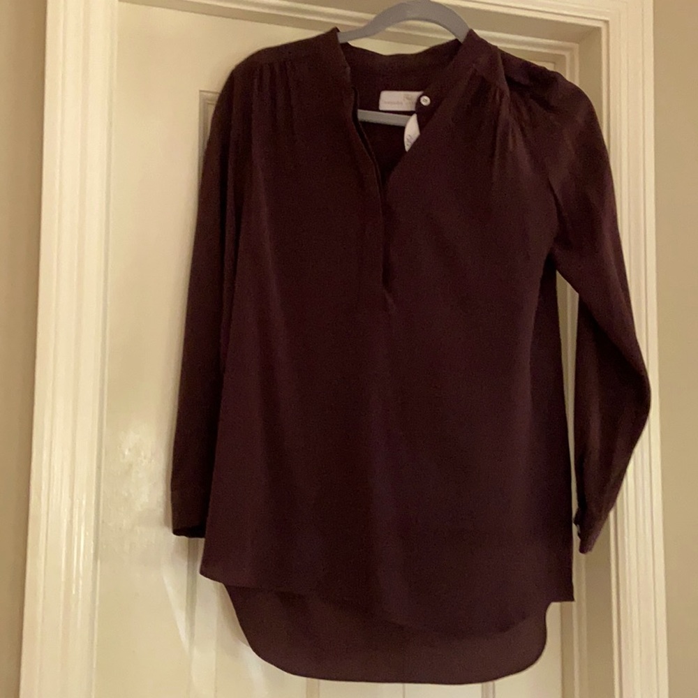 Amanda Uprichard silk blouse in “espresso”